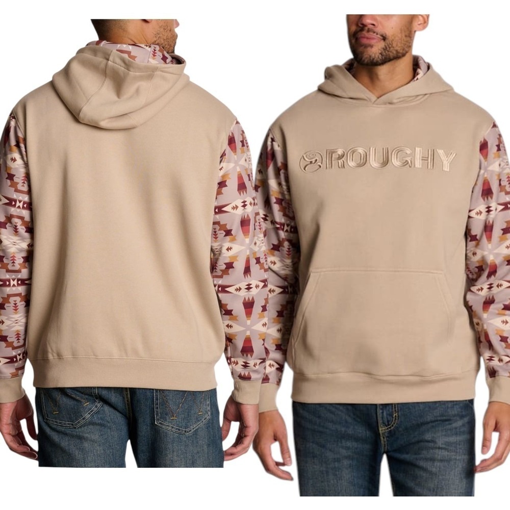Hooey Legendary Aztec Hoodie Tan Polar Fleece Western Mens XL Pullover